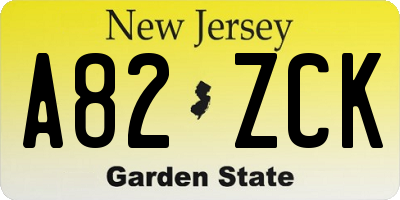NJ license plate A82ZCK