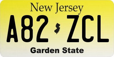 NJ license plate A82ZCL
