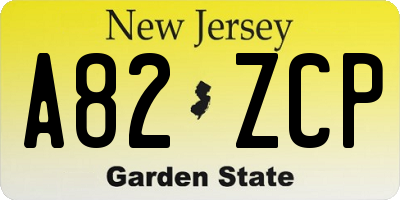 NJ license plate A82ZCP