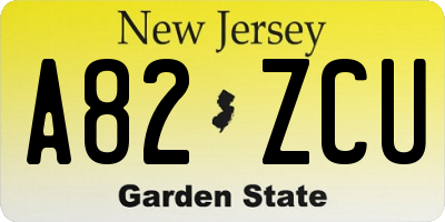 NJ license plate A82ZCU