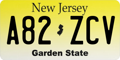 NJ license plate A82ZCV