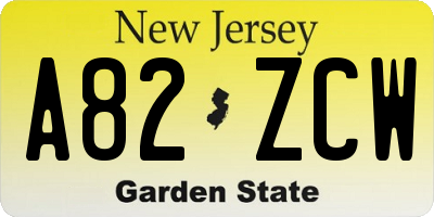 NJ license plate A82ZCW