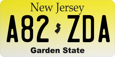 NJ license plate A82ZDA