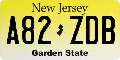 NJ license plate A82ZDB