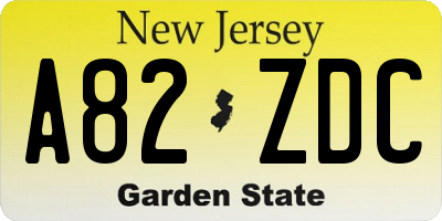 NJ license plate A82ZDC