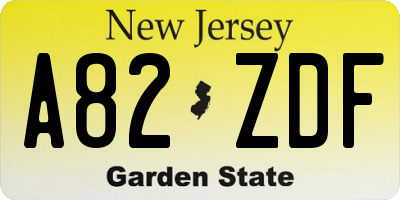NJ license plate A82ZDF