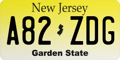 NJ license plate A82ZDG