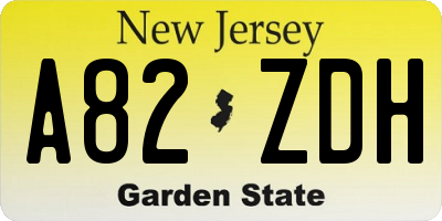 NJ license plate A82ZDH
