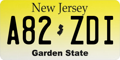 NJ license plate A82ZDI