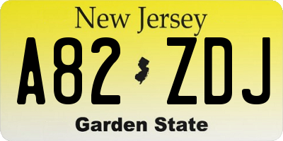 NJ license plate A82ZDJ