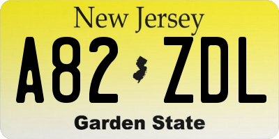 NJ license plate A82ZDL
