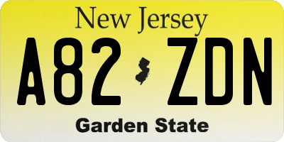NJ license plate A82ZDN