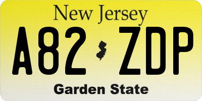 NJ license plate A82ZDP