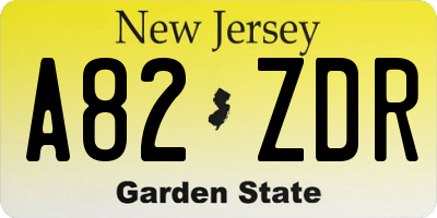 NJ license plate A82ZDR