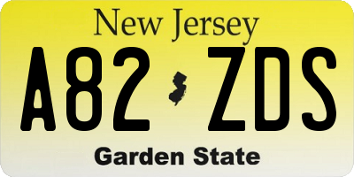 NJ license plate A82ZDS