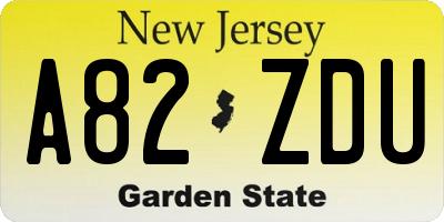 NJ license plate A82ZDU