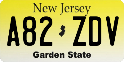 NJ license plate A82ZDV