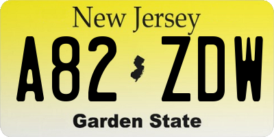 NJ license plate A82ZDW