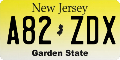 NJ license plate A82ZDX