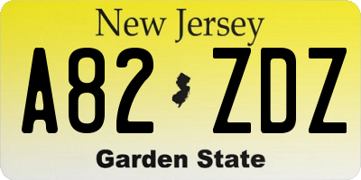 NJ license plate A82ZDZ