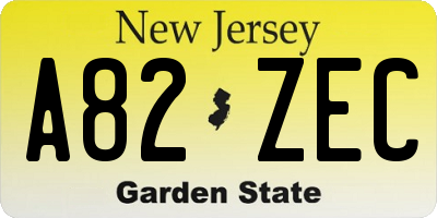 NJ license plate A82ZEC