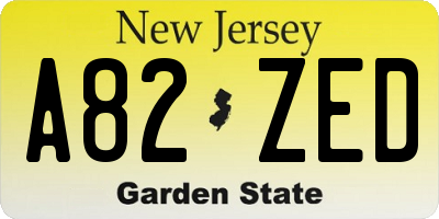 NJ license plate A82ZED