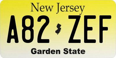 NJ license plate A82ZEF