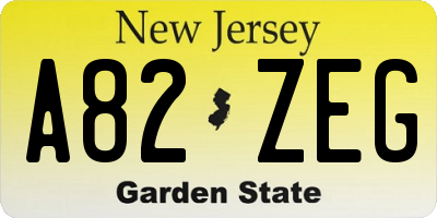 NJ license plate A82ZEG