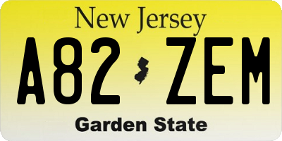 NJ license plate A82ZEM