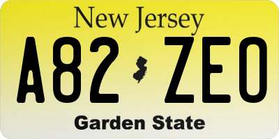 NJ license plate A82ZEO