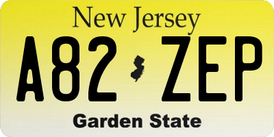 NJ license plate A82ZEP