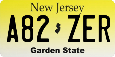 NJ license plate A82ZER