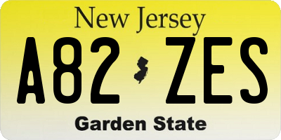 NJ license plate A82ZES