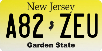 NJ license plate A82ZEU