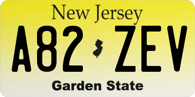 NJ license plate A82ZEV