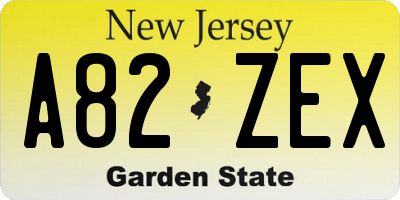 NJ license plate A82ZEX