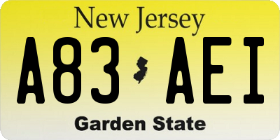 NJ license plate A83AEI