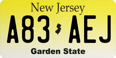 NJ license plate A83AEJ