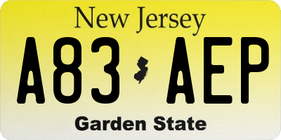 NJ license plate A83AEP