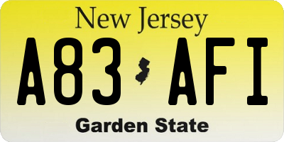 NJ license plate A83AFI
