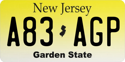NJ license plate A83AGP