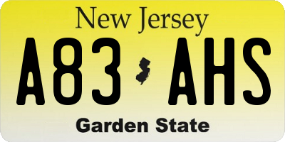 NJ license plate A83AHS