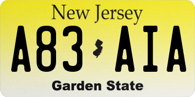 NJ license plate A83AIA