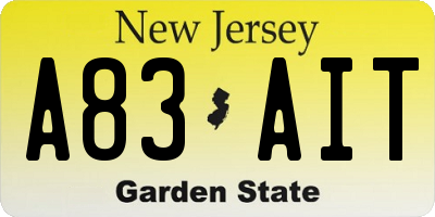 NJ license plate A83AIT