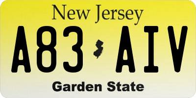 NJ license plate A83AIV