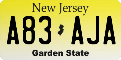 NJ license plate A83AJA