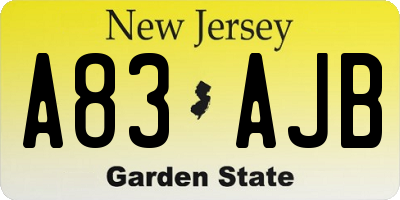 NJ license plate A83AJB