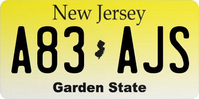 NJ license plate A83AJS
