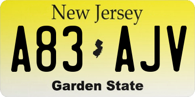 NJ license plate A83AJV