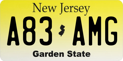NJ license plate A83AMG